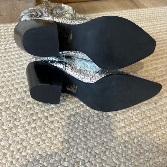 NWT New Jeffrey Campbell Dagget Western Silver Metallic Cowboy Boots Free People - Picture 9 of 10